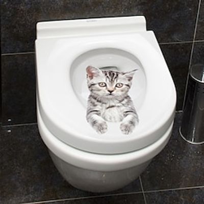 1pcs Simulation 3D Funny Wall Sticker, Kitten, Puppy Painting, Refrigerator Toilet Car DIY Decorative Painting. miniinthebox