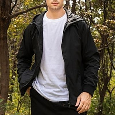 Men's Outdoor Jacket Casual Jacket Hoodie Jacket Outdoor Daily Wear Warm Zipper Pocket Fall Winter Plain Fashion Streetwear Hooded Regular Black Fuchsia Gray Jacket Lightinthebox