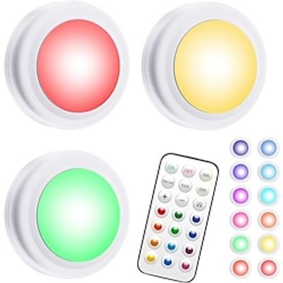 36pcs 13 Colors LED Puck Lights Battery Powered Dimmable Under Cabinet Lights Wireless Under Counter Mini Night Light With Remote Controls Timing Function 3xAAA Battery Not Included Lightinthebox