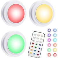 36pcs 13 Colors LED Puck Lights Battery Powered Dimmable Under Cabinet Lights Wireless Under Counter Mini Night Light With Remote Controls Timing Function 3xAAA Battery Not Included Lightinthebox - thumbnail