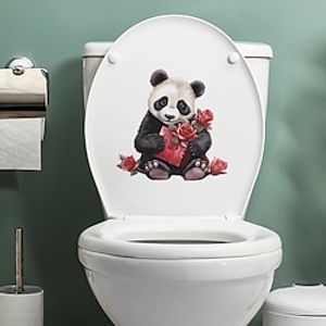 1pc Valentine's Day Cartoon Animal Panda Toilet Sticker Background Wall Bathroom Decorative Wall Sticker miniinthebox