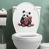 1pc Valentine's Day Cartoon Animal Panda Toilet Sticker Background Wall Bathroom Decorative Wall Sticker miniinthebox