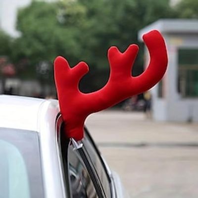 3PCs Christmas Car Decoration Elk Antlers Reindeer Red Nose Red Khaki Antlers Car Exterior Decoration Perfect Car Accessories Gifts miniinthebox