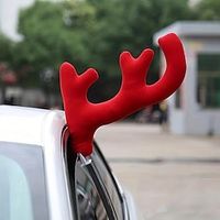 3PCs Christmas Car Decoration Elk Antlers Reindeer Red Nose Red Khaki Antlers Car Exterior Decoration Perfect Car Accessories Gifts miniinthebox - thumbnail