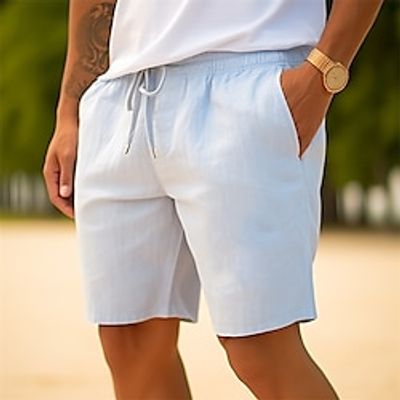 Men's Shorts Linen Shorts Summer Shorts Drawstring Elastic Waist Straight Leg Plain Comfort Breathable Short Casual Daily Holiday Linen Cotton Blend Fashion Classic Style White miniinthebox Men's Shorts Linen Shorts Summer Shorts Drawstring Elastic Waist Straight Leg Plain Comfort Breathable Short Casual Daily Holiday Linen Cotton Blend Fashion Classic Style White miniinthebox