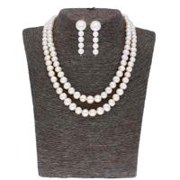 2 Line Classic Pearl Necklace Set - JPAUG-156
