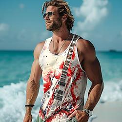 Carefree Interlude X Joshua Jo Men's Vintage Guitar 3D Printed Vacation Sleeveless Vest Top Lightinthebox