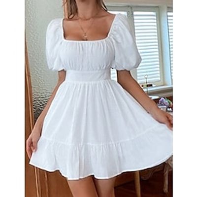 Women's White Dress Casual Dress Swing Dress Mini Dress Backless Bow Street Holiday Date Streetwear A Line Square Neck Short Sleeve Slim Black White Color S M L Size Lightinthebox Women's White Dress Casual Dress Swing Dress Mini Dress Backless Bow Street Holiday Date Streetwear A Line Square Neck Short Sleeve Slim Black White Color S M L Size Lightinthebox