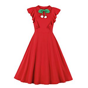 Women's A Line Dress Midi Dress Red Sleeveless Solid Color Summer Vintage 2021 S M L XL XXL Lightinthebox