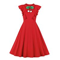 Women's A Line Dress Midi Dress Red Sleeveless Solid Color Summer Vintage 2021 S M L XL XXL Lightinthebox - thumbnail