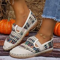 Women's Flats Slip-Ons Loafers Comfort Shoes Daily Winter Flat Heel Round Toe Fashion Casual Comfort Walking Linen Loafer Wine Light Grey Lightinthebox - thumbnail