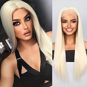 Synthetic Lace Wig Straight Style 26 inch Black Middle Part 13x4 Lace Front Wig Women Wig Dark Brown Creamy-white Black miniinthebox