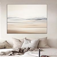 Handmade Earthy Abstract sky painting Wall Art Large Canvas mountain Painting Neutral White Beige BlackBlue Gray landscape oil painting Modern Minimalist artwork Horizontal Home Decor Lightinthebox