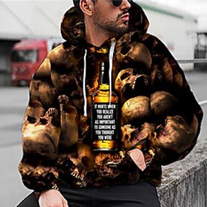 Men's Unisex Pullover Hoodie Sweatshirt Graphic Prints Skull Print Daily Sports 3D Print 3D Print Casual Hoodies Sweatshirts  Brown miniinthebox
