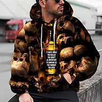 Men's Unisex Pullover Hoodie Sweatshirt Graphic Prints Skull Print Daily Sports 3D Print 3D Print Casual Hoodies Sweatshirts  Brown miniinthebox - thumbnail