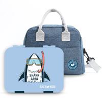 Eazy Kids Bento Boxes With Insulated Lunch Bag Combo - Super Shark Blue