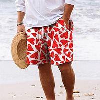 Men's Board Shorts Swim Shorts Swim Trunks Drawstring with Mesh lining Elastic Waist Heart Comfort Breathable Short Holiday Vacation Beach Vacation Hawaiian Red Blue Micro-elastic Lightinthebox