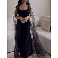 Sheath  Column Evening Gown Elegant Dress Black Dress Formal Ankle Length Sleeveless Spaghetti Strap Stretch Chiffon with Sequin 2023 Lightinthebox - thumbnail