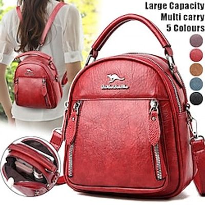 Women's Crossbody Bag Shoulder Bag Backpack Dome Bag PU Leather Outdoor Daily Holiday Zipper Large Capacity Multi Carry Solid Color Black Yellow Red Lightinthebox Women's Crossbody Bag Shoulder Bag Backpack Dome Bag PU Leather Outdoor Daily Holiday Zipper Large Capacity Multi Carry Solid Color Black Yellow Red Lightinthebox