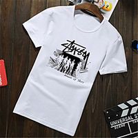 Men's Unisex Tee T shirt Hot Stamping Graphic Prints Portrait Letter Plus Size Print Short Sleeve Casual Tops Cotton Basic Fashion Designer Big and Tall White miniinthebox - thumbnail