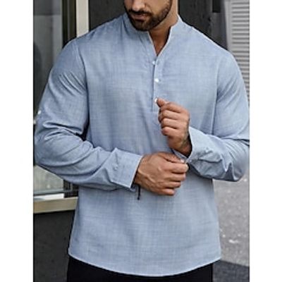Men's Shirt Linen Shirt Popover Shirt Beach Shirt Black Blue Khaki Long Sleeve Plain Band Collar Spring Fall Casual Daily Clothing Apparel Lightinthebox Men's Shirt Linen Shirt Popover Shirt Beach Shirt Black Blue Khaki Long Sleeve Plain Band Collar Spring Fall Casual Daily Clothing Apparel Lightinthebox