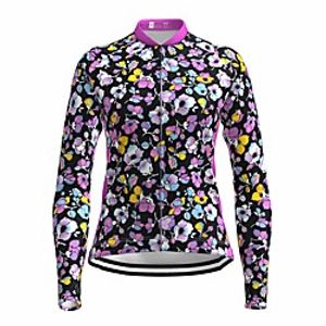 21Grams Women's Long Sleeve Cycling Jersey Summer Spandex Purple Floral Botanical Bike Top Mountain Bike MTB Road Bike Cycling Quick Dry Moisture Wicking Sports Clothing Apparel  Stretchy Lightinthebox