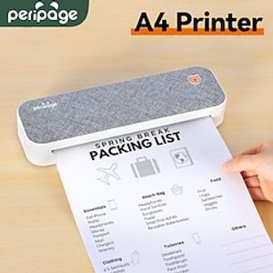 PeriPage A4 Continuous Thermal Printer Wireless Printer PDF Webpage Contract Picture Printers Thermal Paper No Need Ink or Toner Lightinthebox