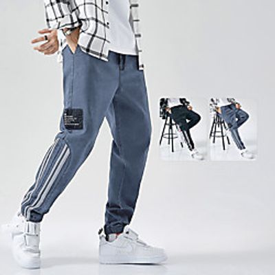 Men's Sporty Casual Breathable Soft Daily Sports Pants Jeans Pants Solid Color Full Length Pocket Reflective Strip 1 2 3 4 5 Lightinthebox