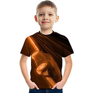 Kids Boys' T shirt Tee Short Sleeve Graphic Optical Illusion Color Block Rainbow Children Tops Summer Active Streetwear Sports 3-12 Years Lightinthebox