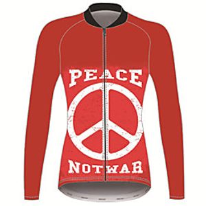 21Grams Peace Sign Women's Long Sleeve Cycling Jersey - Red Bike Jersey Top Thermal Warm UV Resistant Anatomic Design Sports Winter Fleece 100% Polyester Mountain Bike MTB Road Bike Cycling Clothing miniinthebox