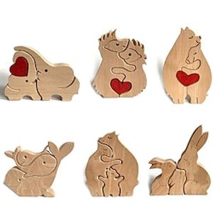 Family Decoration Crafts Wooden Elephant Statue Series Ornaments Elephant Family Heart Shaped Solid Wood Decoration Home Crafts Lightinthebox