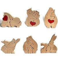 Family Decoration Crafts Wooden Elephant Statue Series Ornaments Elephant Family Heart Shaped Solid Wood Decoration Home Crafts Lightinthebox - thumbnail