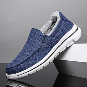 Men's Sneakers Loafers  Slip-Ons Plus Size Driving Loafers Winter Shoes Fleece lined Walking Casual Outdoor Daily Cloth Warm Loafer Black Blue Fall Winter Lightinthebox