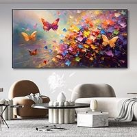 Handmade Oil Painting Canvas Wall Art Decoration Abstract Animal Butterfly for Home Decor Rolled Frameless Unstretched Painting Lightinthebox