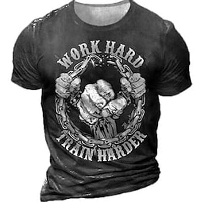 Men's Unisex T shirt Tee 3D Print Graphic Patterned Hand Crew Neck Street Daily Print Short Sleeve Tops Designer Casual Vintage Big and Tall Black Army Green Brown / Summer miniinthebox