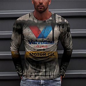 Men's Unisex Tee T shirt Shirt 3D Print Graphic Prints Letter Print Long Sleeve Daily Tops Casual Designer Big and Tall Gray miniinthebox