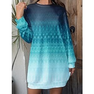 Women's Sweatshirt Dress Casual Dress Mini Dress Active Fashion Outdoor Going out Weekend Crew Neck Print Geometric Gradient Regular Fit Red Blue Purple S M L XL XXL Lightinthebox