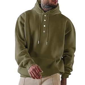 Men's Hoodie Button Up Hoodie Fleece Hoodie Black White Yellow Light Green Pink Hooded Plain Pocket Sports  Outdoor Daily Holiday Cotton Streetwear Cool Casual Fall  Winter Clothing Apparel Hoodies Lightinthebox