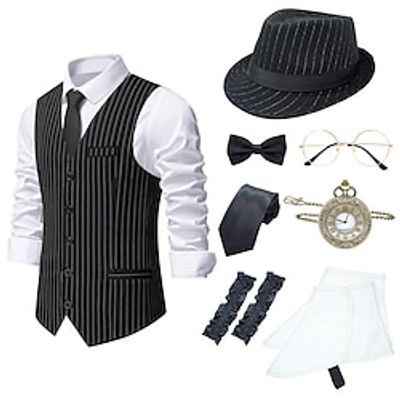 Retro Vintage Roaring 20s 1920s Outfits Vest The Great Gatsby Gentleman Men's Cosplay Costume Halloween Carnival Party / Evening Masquerade Cravat miniinthebox Retro Vintage Roaring 20s 1920s Outfits Vest The Great Gatsby Gentleman Men's Cosplay Costume Halloween Carnival Party / Evening Masquerade Cravat miniinthebox