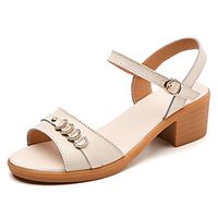 Women's Sandals Wedge Heel Open Toe Daily Work Leather Sequin Solid Colored Gray Black Beige Lightinthebox - thumbnail