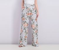 Womens Floral Pants  Dusty Blue - thumbnail