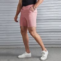 Men's Shorts Chino Shorts Bermuda shorts Work Shorts Pocket Straight Leg Plain Comfort Short Formal Work Casual 100% Cotton Streetwear Stylish Pink Beige miniinthebox