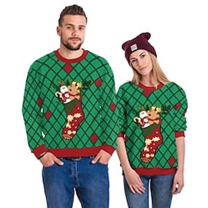 Ugly Christmas Sweater / Sweatshirt Hoodie Print Front Pocket Graphic Hoodie For Men's Women's Unisex Adults' 3D Print 100% Polyester Party miniinthebox