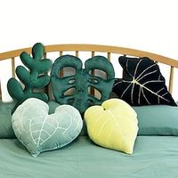 6 Style Leaf Plush 3D Leaft Pillow 3D Accent Monstera Deliciosa Deep Forest Throw Pillow For Couch Sofa Living Room Home Decor miniinthebox
