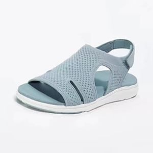 Women's Sandals Flat Sandals Plus Size Daily Beach Flat Heel Open Toe Elegant Casual Minimalism Mesh Magic Tape Solid Color Light Blue Purple  Blue Black Lightinthebox
