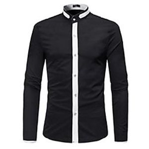 men's casual shirts 2021 brand fahsion color matching long-sleeved shirt stand collar button closure top youth teens eu size xl Lightinthebox