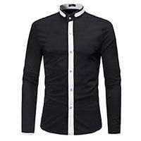men's casual shirts 2021 brand fahsion color matching long-sleeved shirt stand collar button closure top youth teens eu size xl Lightinthebox - thumbnail