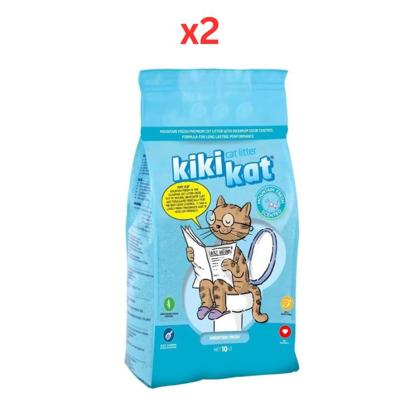 Kiki Kat White Bentonite Clumping Cat Litter - Mountain Fresh - 10 L (Pack of 2)