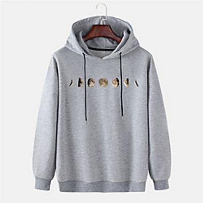 Men's Pullover Hoodie Sweatshirt Graphic Prints Moon 3D Hooded Sports  Outdoor Daily Sports Hot Stamping Basic Casual Hoodies Sweatshirts  Long Sleeve Yellow Blushing Pink Gray miniinthebox