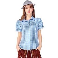 Oktoberfest Beer International Beer Festival Chequered Shirt Women's Blouses Bavarian Costume Black Grey Deep Green Blue White miniinthebox - thumbnail